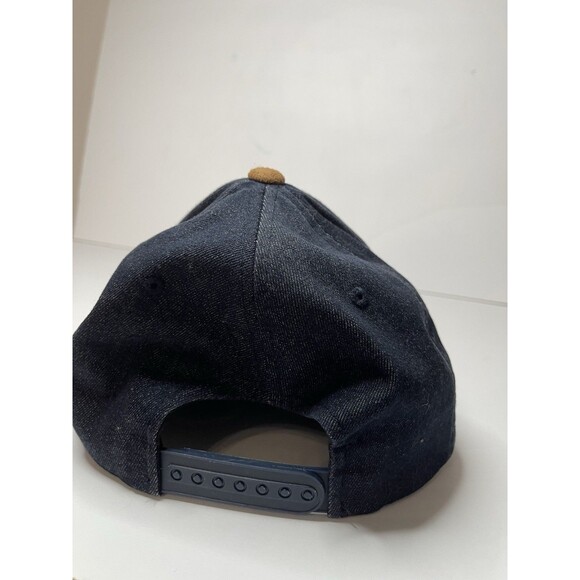 Volcom Blue Denim Brown Suede Bill Mens Snapback Hat Cap OS Adjustable Nautical - Picture 5 of 6